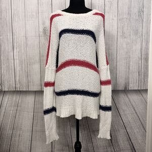 Cupcakes & Cashmere Revolve Women's Large White/Blue/Pink Stripe Madden Sweater